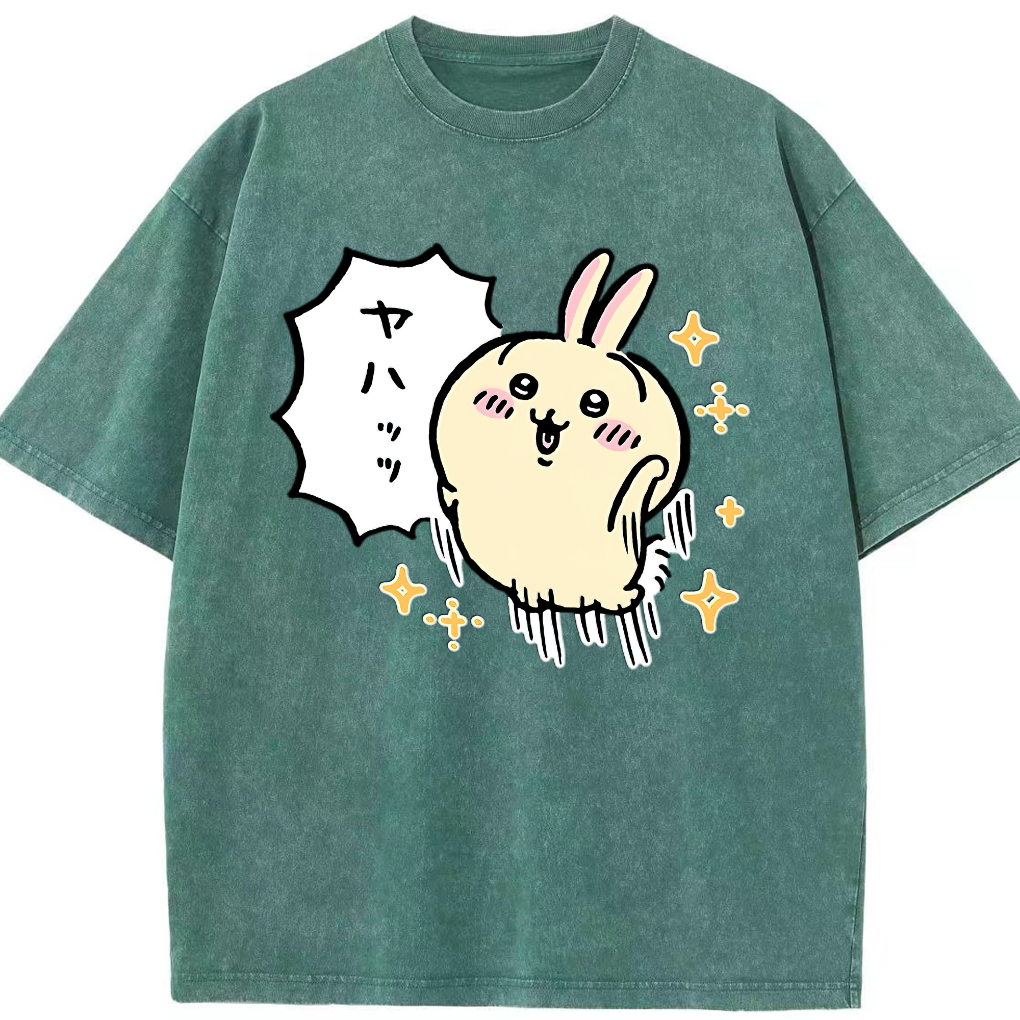 （画像用） ちいかわ うさぎ Chii-kawa usagi 綿100% ヴィンテージ風 半袖Tシャツ（フロントプリント）